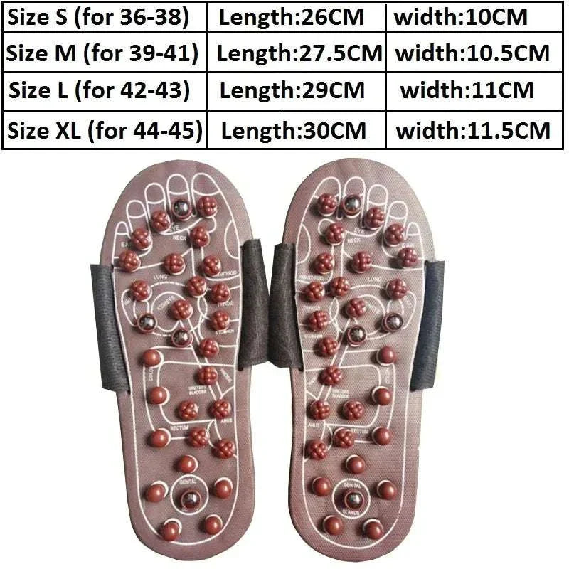 Foot Massager Acupuncture Slippers with acupressure nodes, ergonomic design, adjustable straps, and anti-slip soles for relaxation and pain relief.