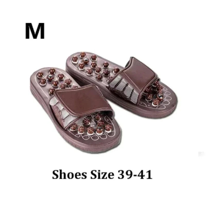 Foot Massager Acupuncture Slippers with acupressure nodes, adjustable straps, and non-slip soles, size M (39-41).