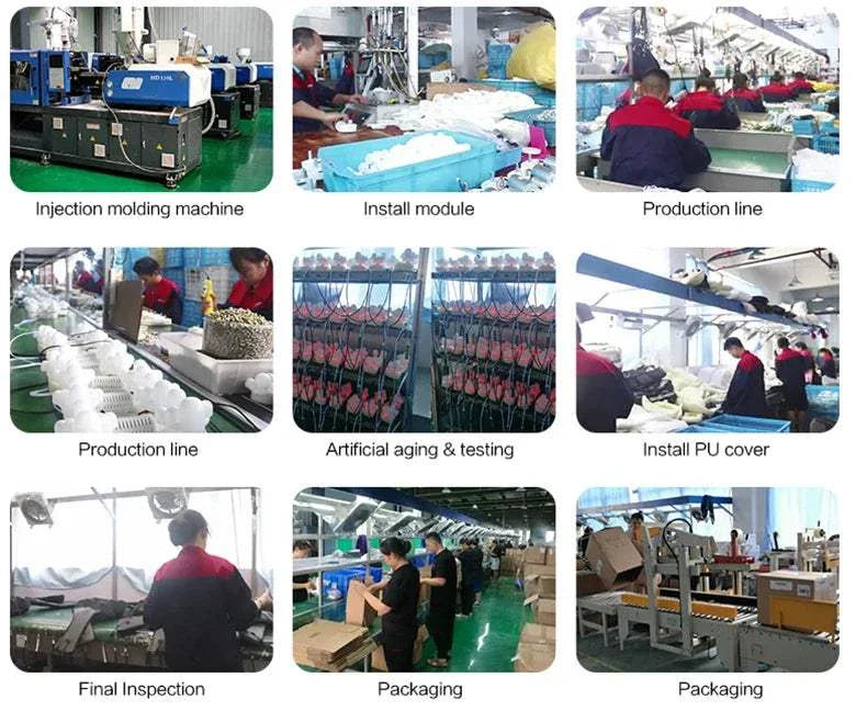 Shiatsu foot massager production process with air compression and deep kneading technology.