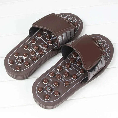 Foot Massager Acupuncture Slippers with adjustable straps and acupressure nodes for relaxation and improved circulation.