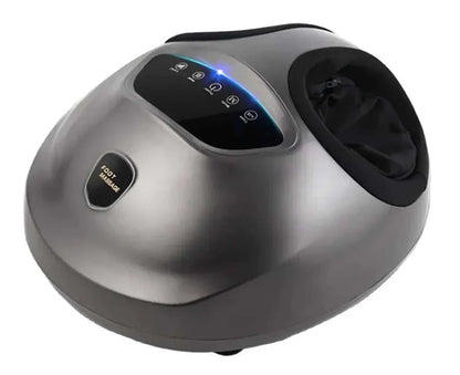 Shiatsu foot massager machine with air compression and deep kneading function in grey.