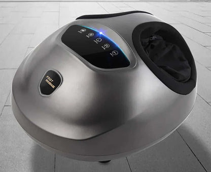 Shiatsu foot massager machine with air compression and deep kneading features.