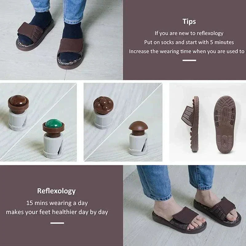 Foot Massager Acupuncture Slippers with reflexology nodes and ergonomic design for pain relief and improved circulation.