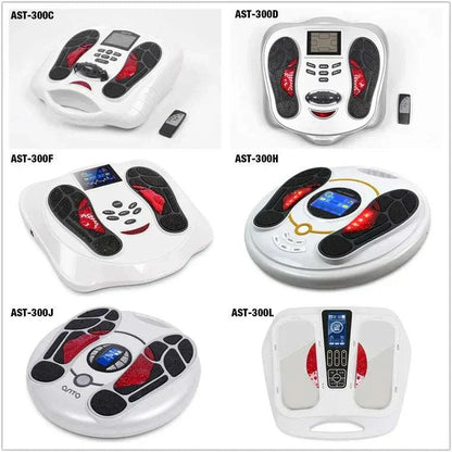 Ultimate EMS TENS Foot Massager with LCD and remote, 2023 model for blood circulation and pain relief.