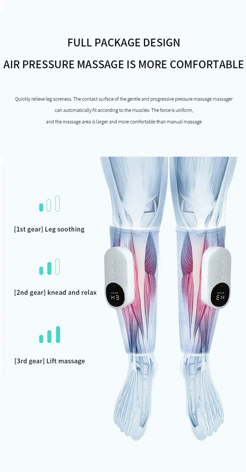 Best Electric leg massager demonstrating air pressure massage for calf relaxation.
